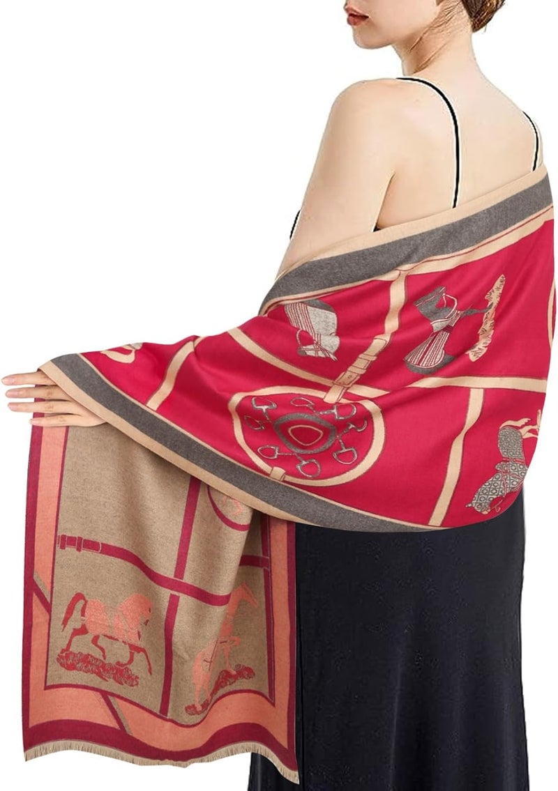 EXTREE Scarfs for Women Pashmina Silky Shawl Wrap for Evening Dressing Blanket Open Front Poncho Cape - Image 4